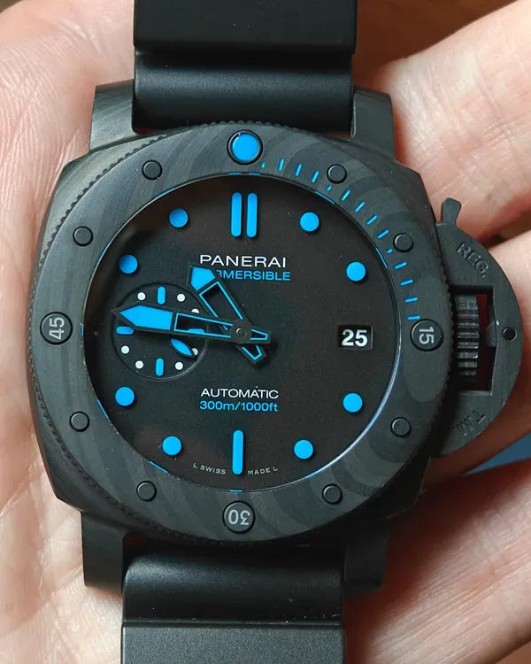 Panerai Submersible Carbotech 42MM Black Dial Rubber Strap (PAM00960)