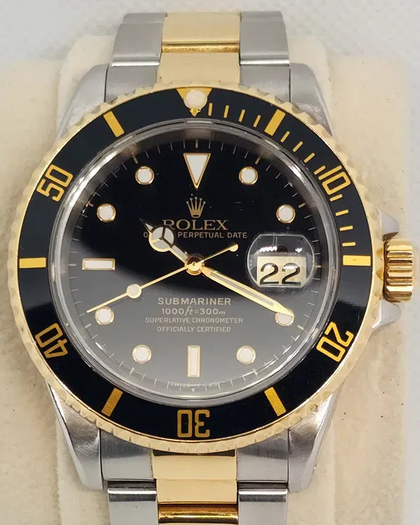 1999 Rolex Submariner Date 40MM Black Dial Two-Tone Oyster Bracelet (16613)