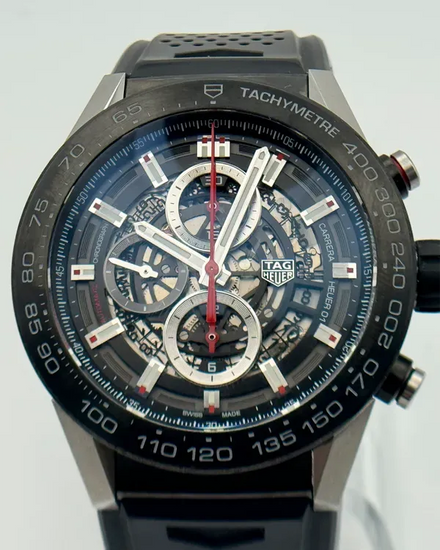 Tag Heuer Carrera HEUER 01 45MM Skeleton Dial Rubber Strap (CAR2A1Z.FT6044)