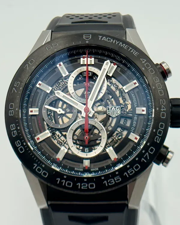 Tag Heuer Carrera HEUER 01 45MM Skeleton Dial Rubber Strap (CAR2A1Z.FT6044)