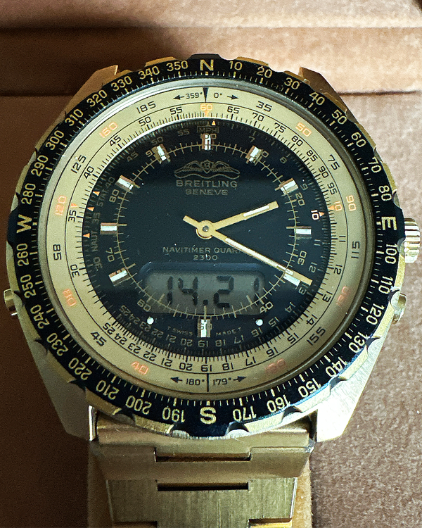 1982 Breitling Navitimer Jupiter 41.5MM Quartz Black Dial Steel Bracelet (80970)
