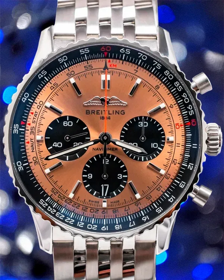 2023 Breitling Navitimer 1 B01 Chronograph 43MM Salmon Dial Steel Bracelet (AB0138)