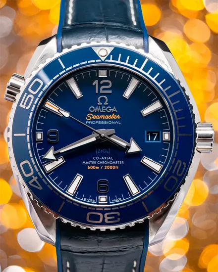 Omega Seamaster Planet Ocean 600M 39.5MM Blue Dial Leather Strap (215.33.40.20.03.001)
