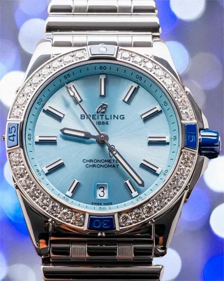 Breitling Chronomat "Super Chronomat" 38MM Ice Blue Dial Steel Bracelet (A17356531C1A1)