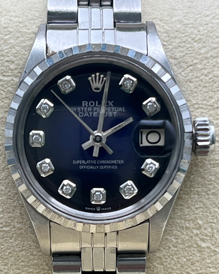 Rolex Lady-Datejust 26MM Aftermarket Blue Dial Jubilee Bracelet (6517)
