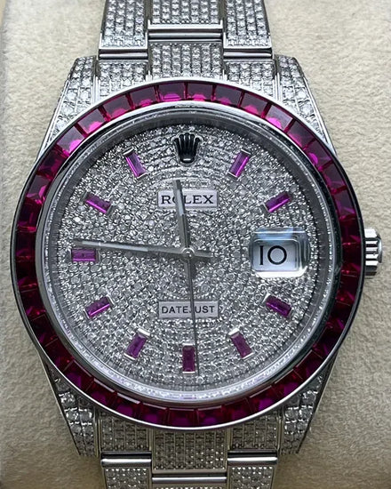 Rolex Datejust 41MM Aftermarket Diamond Pavé Dial Aftermarket Diamonds Bracelet (126300)