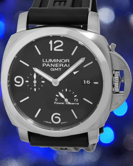 Panerai Luminor 1950 3 Days GMT 44MM Black Dial Rubber Strap (PAM00321)