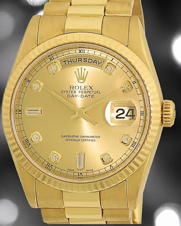 Rolex Day-Date 36MM Champagne Dial President Yellow Gold Bracelet (118238)