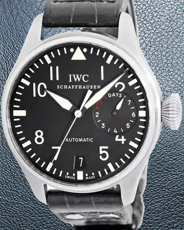 IWC Schaffhausen Pilot 46MM Black Dial Leather Strap (IW500401)