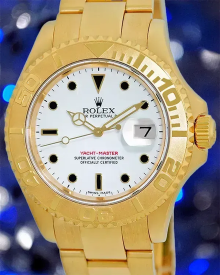 Rolex Yacht-Master 40MM White Dial Yellow Gold Oyster Bracelet (16628)