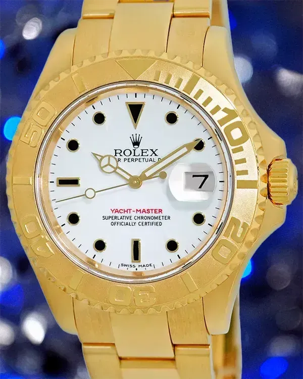 Rolex Yacht-Master 40MM White Dial Yellow Gold Oyster Bracelet (16628)