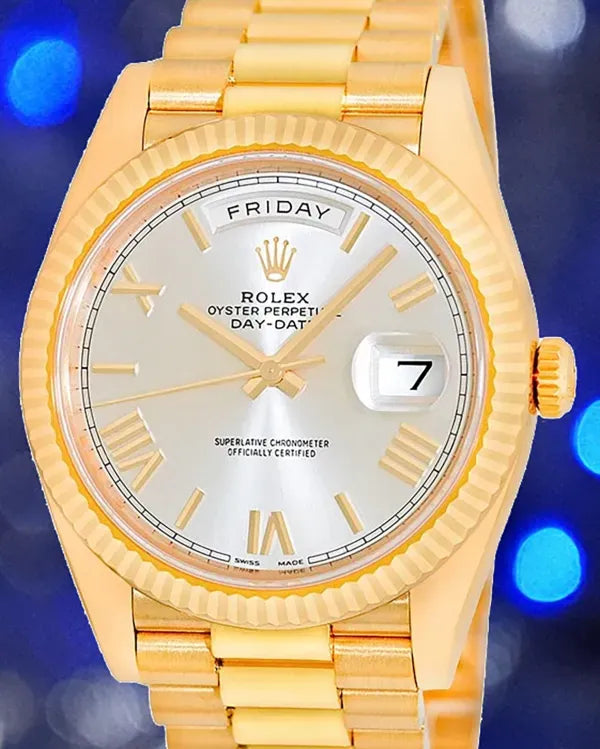 2019 Rolex Day-Date 40MM Silver Dial Yellow Gold President Bracelet (228238)