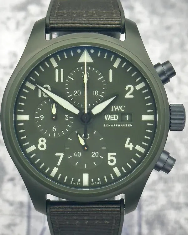 2024 IWC Schaffhausen Pilot Top Gun "Woodland" 44.5MM Green Dial Textile Strap (IW389106)