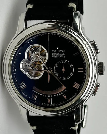 2004 Zenith Chronomaster El Primero Open 45MM Black Dial Leather Strap (03.1260.4021/21.C505)