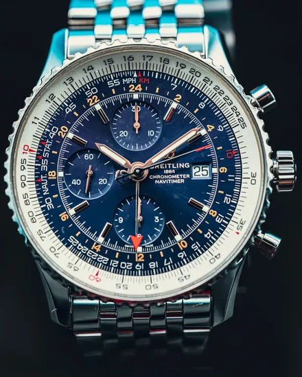 2019 Breitling Navitimer Chronograph GMT 46MM Blue Dial Steel Bracelet (A24322121C2A1)