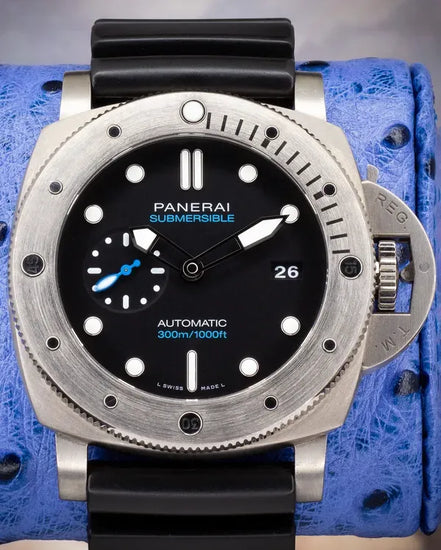 2022 Panerai Submersible Titanio 47MM Black Dial Rubber Strap (PAM02305)