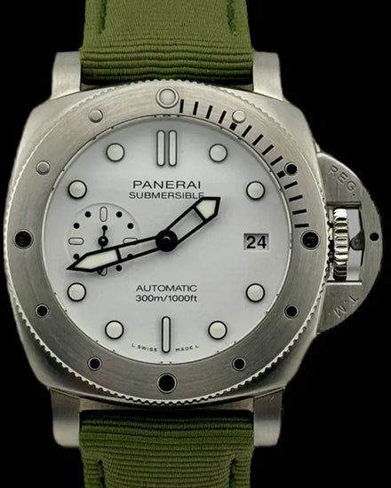 No Reserve - 2025 Panerai Submersible Bianco 42MM White Dial Textile Strap (PAM02223)