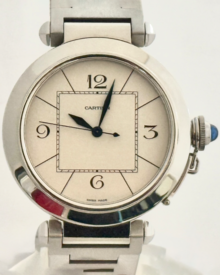 Cartier Pasha De Cartier 42MM White Dial Steel Bracelet (W31072M7)