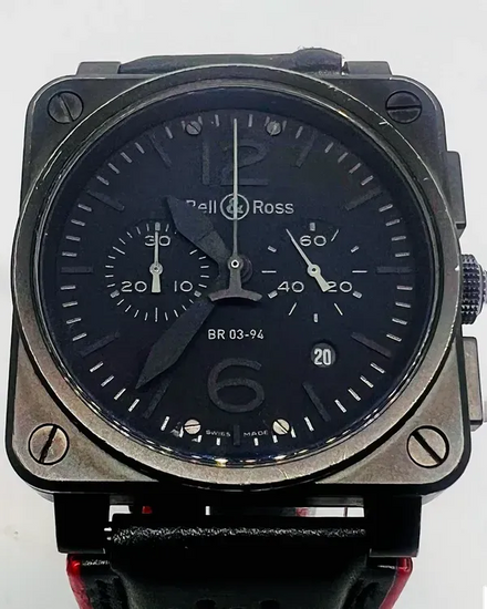 2014 Bell & Ross BR 03 42MM Black Dial Leather Strap (BR0394-PHANTOM)