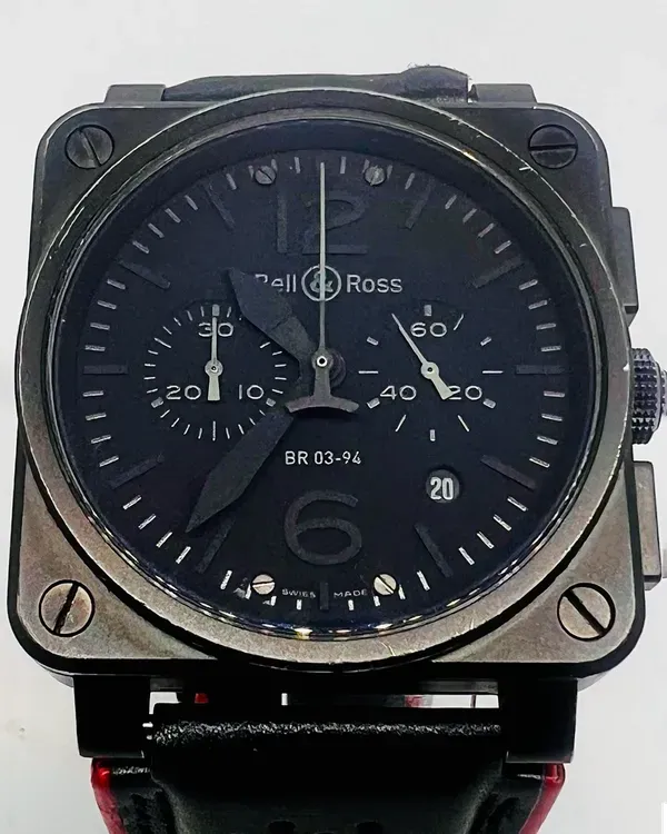 2014 Bell & Ross BR 03 42MM Black Dial Leather Strap (BR0394-PHANTOM)