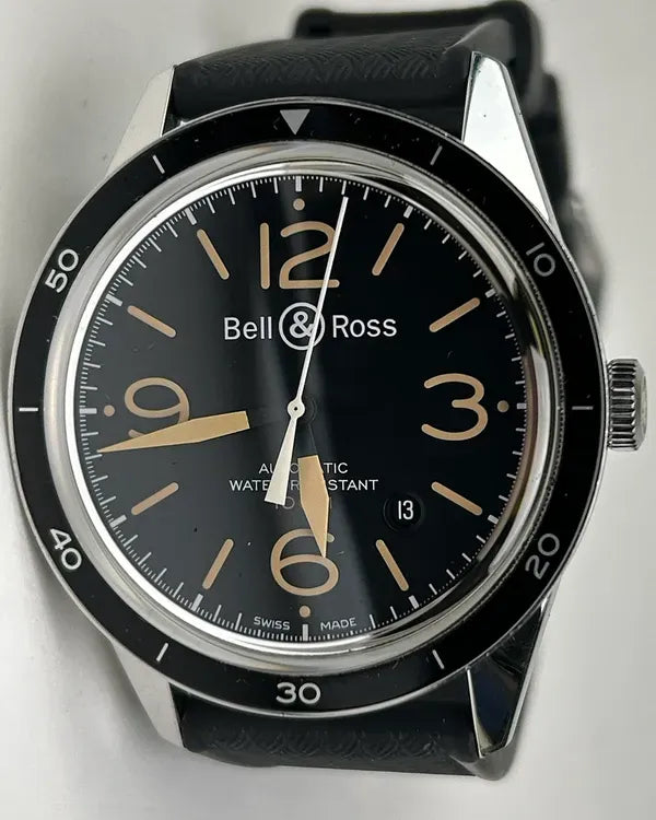 2018 Bell & Ross BR 123 Sport Heritage 43MM Black Dial Rubber Strap (BR123-92-SP)