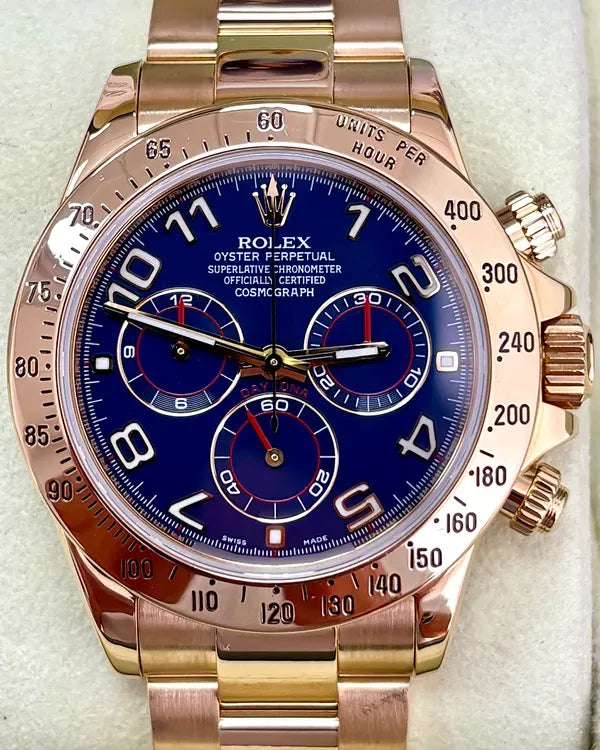 Rolex Cosmograph Daytona 40MM Indigo Dial Yellow Gold Oyster Bracelet (116528)