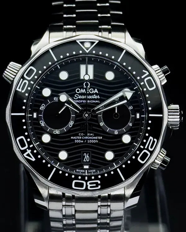 2021 Omega Seamaster Diver 300M Chronograph 44MM Black Dial Steel Bracelet (210.30.44.51.01.001)