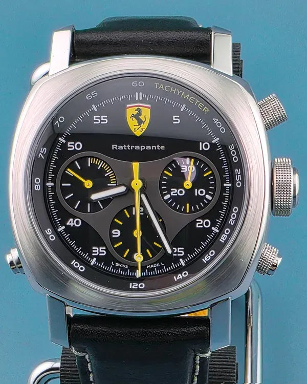 Panerai Ferrari "Rattrapante" 45MM Black Dial Leather Strap (FER00010)