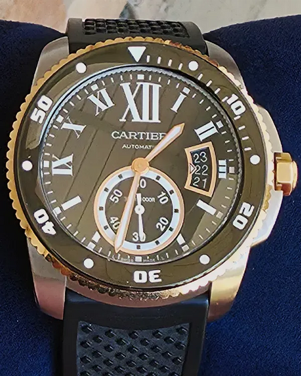 Cartier Calibre de Cartier Diver 43MM Black Dial Rubber Strap (W7100055)