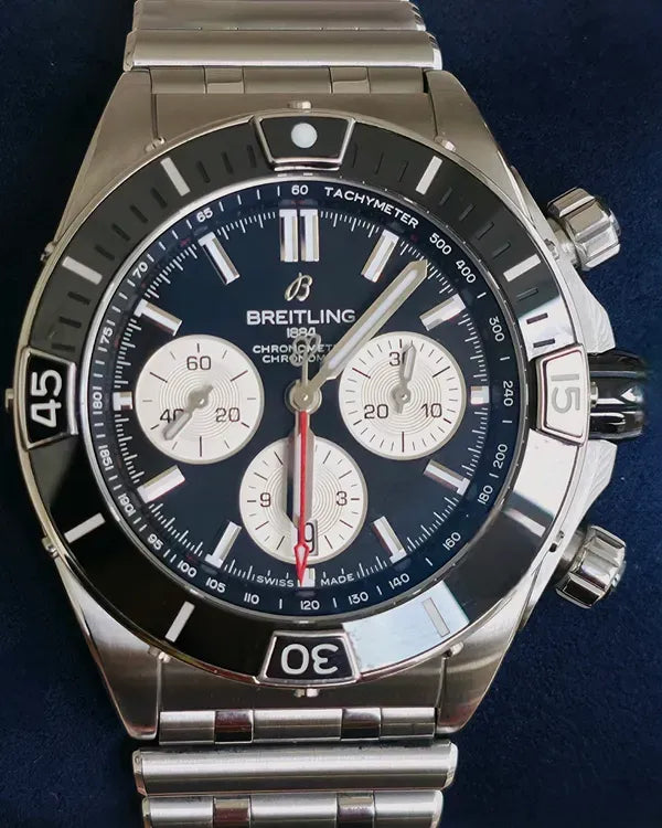 Breitling Super Chronomat B01 44MM Black Dial Steel Bracelet (AB0136251B1A1)