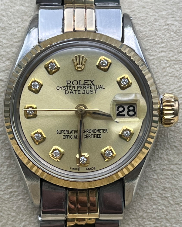 Rolex Lady-Datejust 26MM Aftermarket Champagne Dial Two-Tone Jubilee Bracelet (6517)
