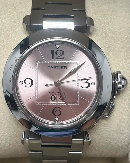 Cartier Pasha De Cartier "Pasha C" 35MM Pink Dial Steel Bracelet (W31058M7)
