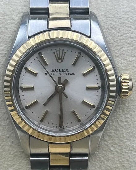 Rolex Oyster Perpetual 26MM Silver Dial Two-Tone Oyster Bracelet (6719)