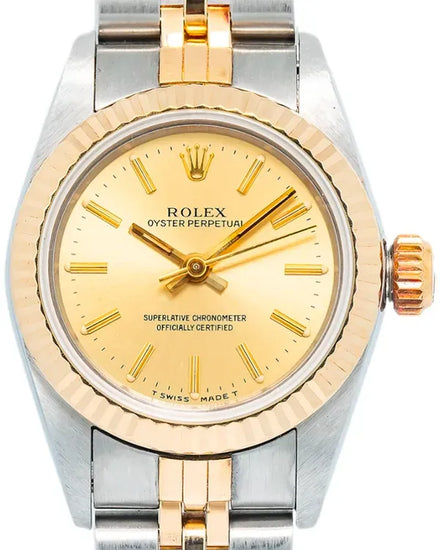 1993 Rolex Oyster Perpetual 26MM Champagne Dial Two-Tone Jubilee Bracelet (67193)