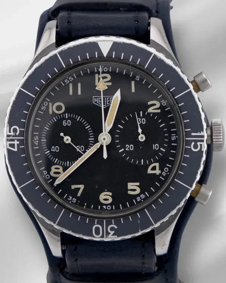 Tag Heuer Bundeswehr Chronograph 43MM Black Dial Leather Strap (1550SG)
