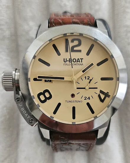 U-Boat Classico Tungsteno 42MM Beige Dial Leather Strap (8892)