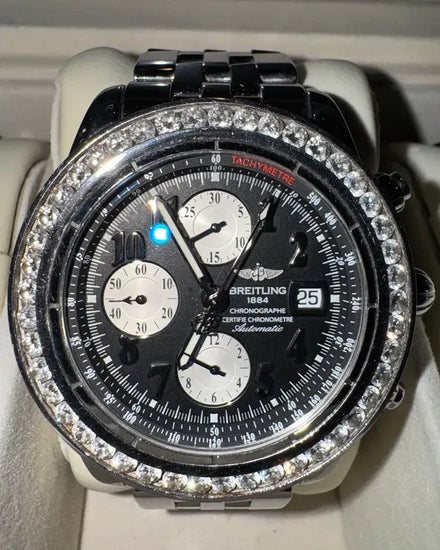 Breitling Chronomat Evolution 44MM Black Dial Steel Bracelet (A13356)