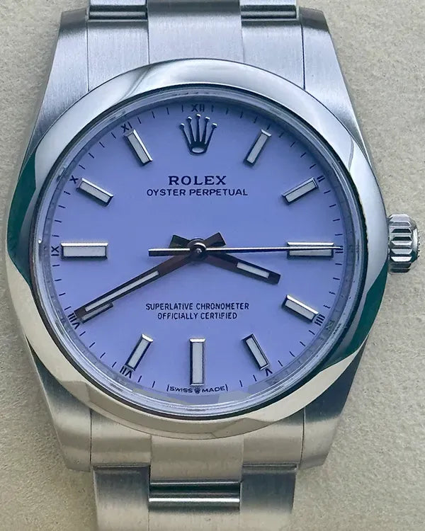 2025 Rolex Oyster Perpetual 34MM Lilac Dial Oyster Bracelet (124200)