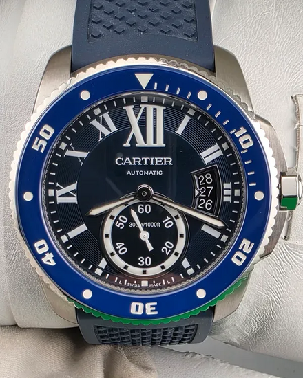 Cartier Calibre de Cartier Diver 42MM Blue Dial Rubber Strap (3729)