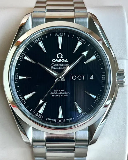 2018 Omega Seamaster Aqua Terra Annual Calendar 150M 43MM Black Dial Steel Bracelet (231.10.43.22.01.002)
