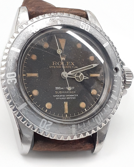 Rolex Submariner No-Date 40MM Black "Pumpkin" Dial Aftermarket Leather Strap (5512)