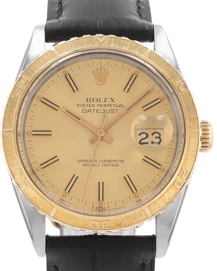 Rolex Datejust Turn-O-Graph "Thunderbird" 36MM Champagne Dial Aftermarket Leather Strap (16253)