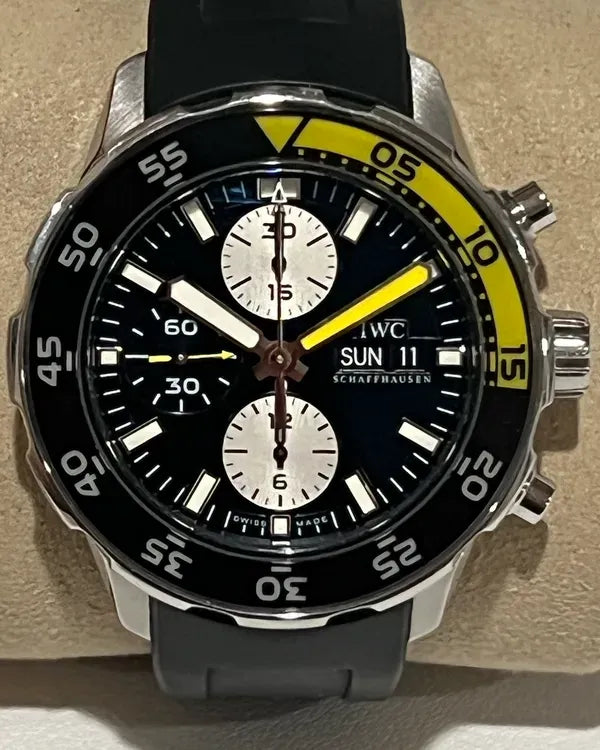 IWC Schaffhausen Aquatimer Chronograph 44MM Black Dial Rubber Strap (IW376702)