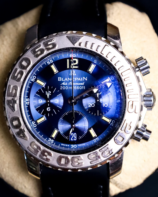 Blancpain Air Command Flyback Chronograph 40MM Blue Dial Leather Strap (2285F-6530-66)