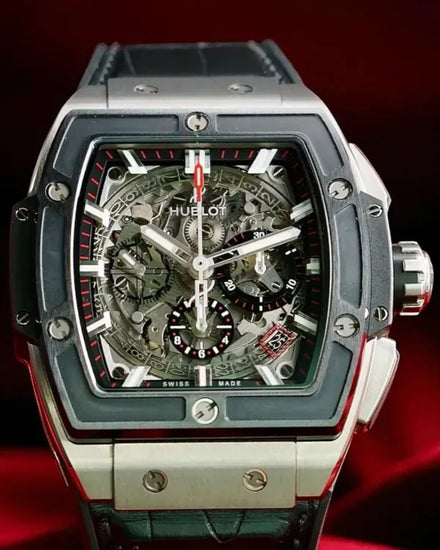 Hublot Spirit Of Big Bang Chronograph 42MM Skeleton Dial Leather Strap (641.NM.0173.LR)