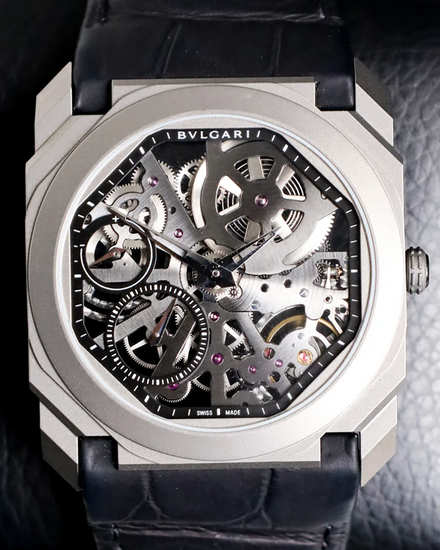 Bvlgari Octo Finissimo 40MM Skeleton Dial Leather Strap (102714)
