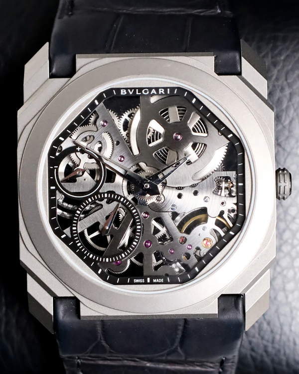 Bvlgari Octo Finissimo 40MM Skeleton Dial Leather Strap (102714)