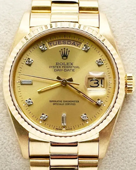 1984 (8.4 Mil Serial) Rolex Day-Date 36MM Champagne Dial Yellow Gold President Bracelet (18038)