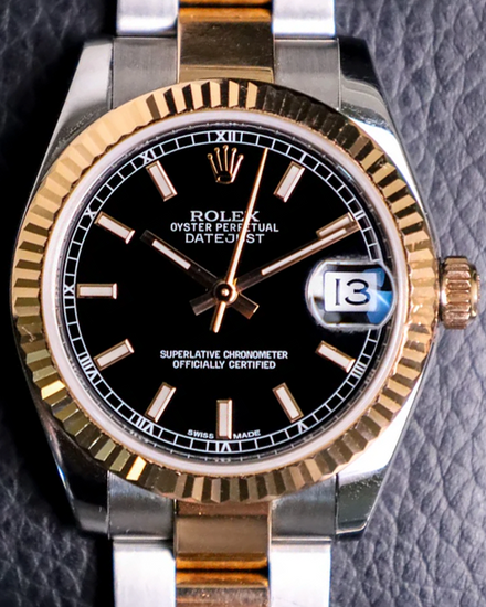 2014 Rolex Datejust 31MM Black Dial Two-Tone Oyster Bracelet (178271)