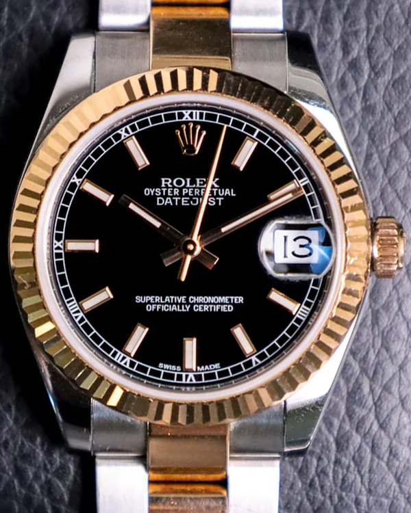 2014 Rolex Datejust 31MM Black Dial Two-Tone Oyster Bracelet (178271)